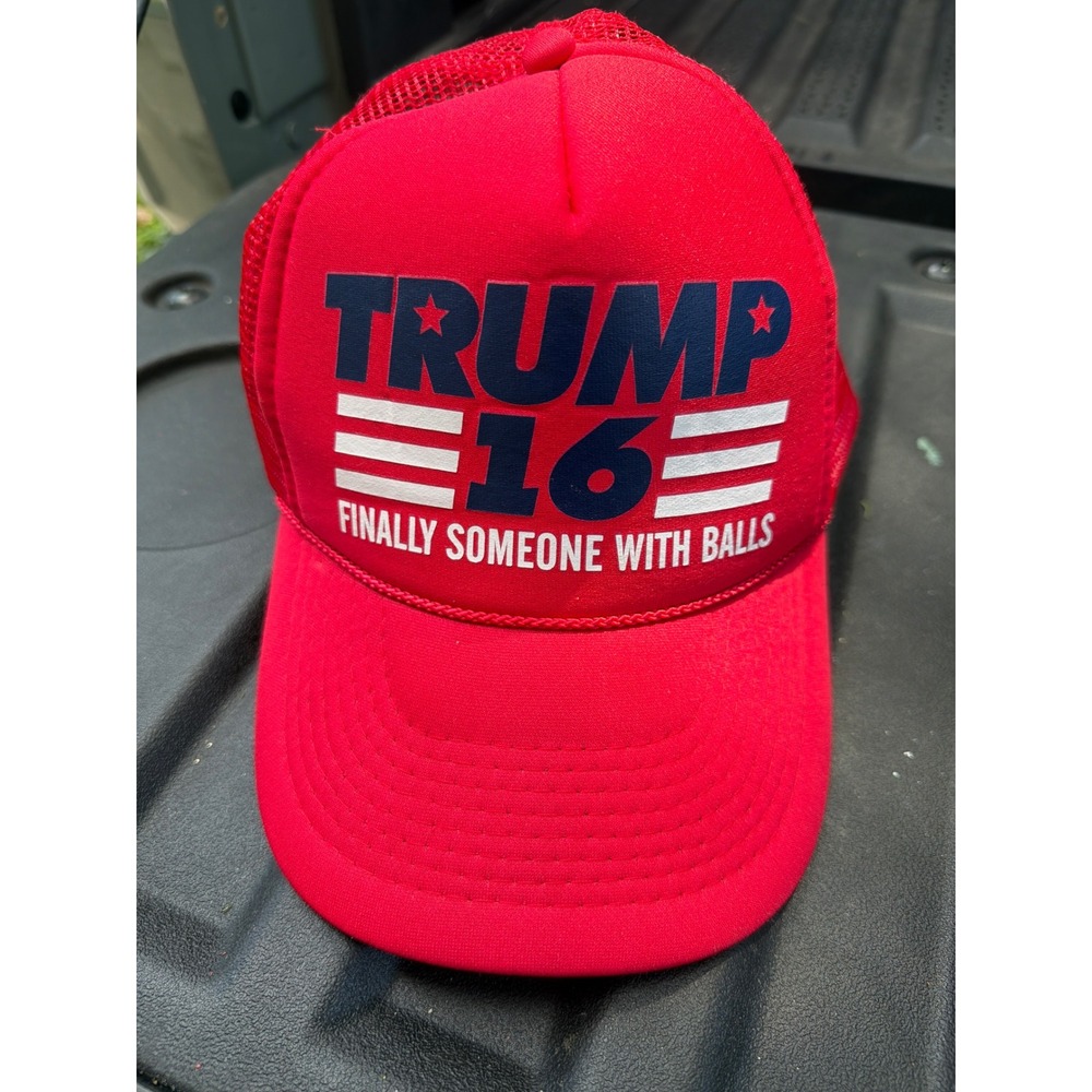 Otto Trump 16 Finally Someone With Balls Red Trucker Hat Snapback Cap
